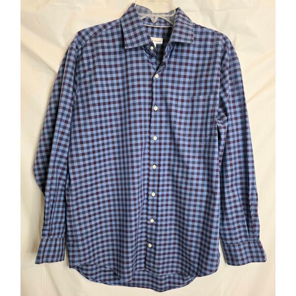 Peter Millar Button Up Shirt Men's Sz L Blue Checks Long Sleeve Business Preppy - Picture 1 of 6